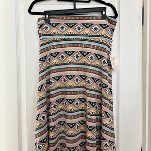 LuLaRoe Pink and Black A-Line Midi Skirt Resort Wear